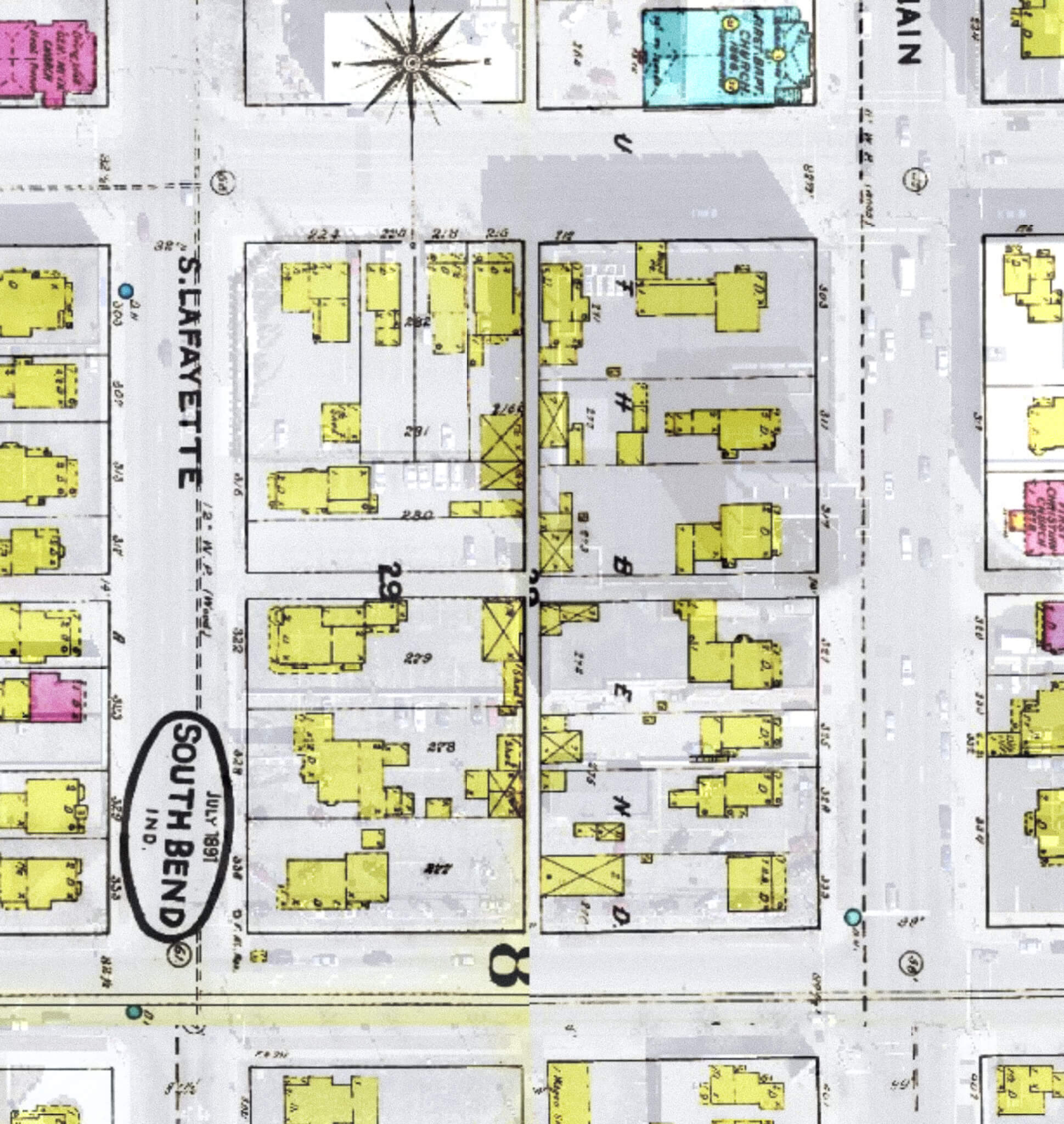 1891 map of the block, with the building shown near the bottom right corner.