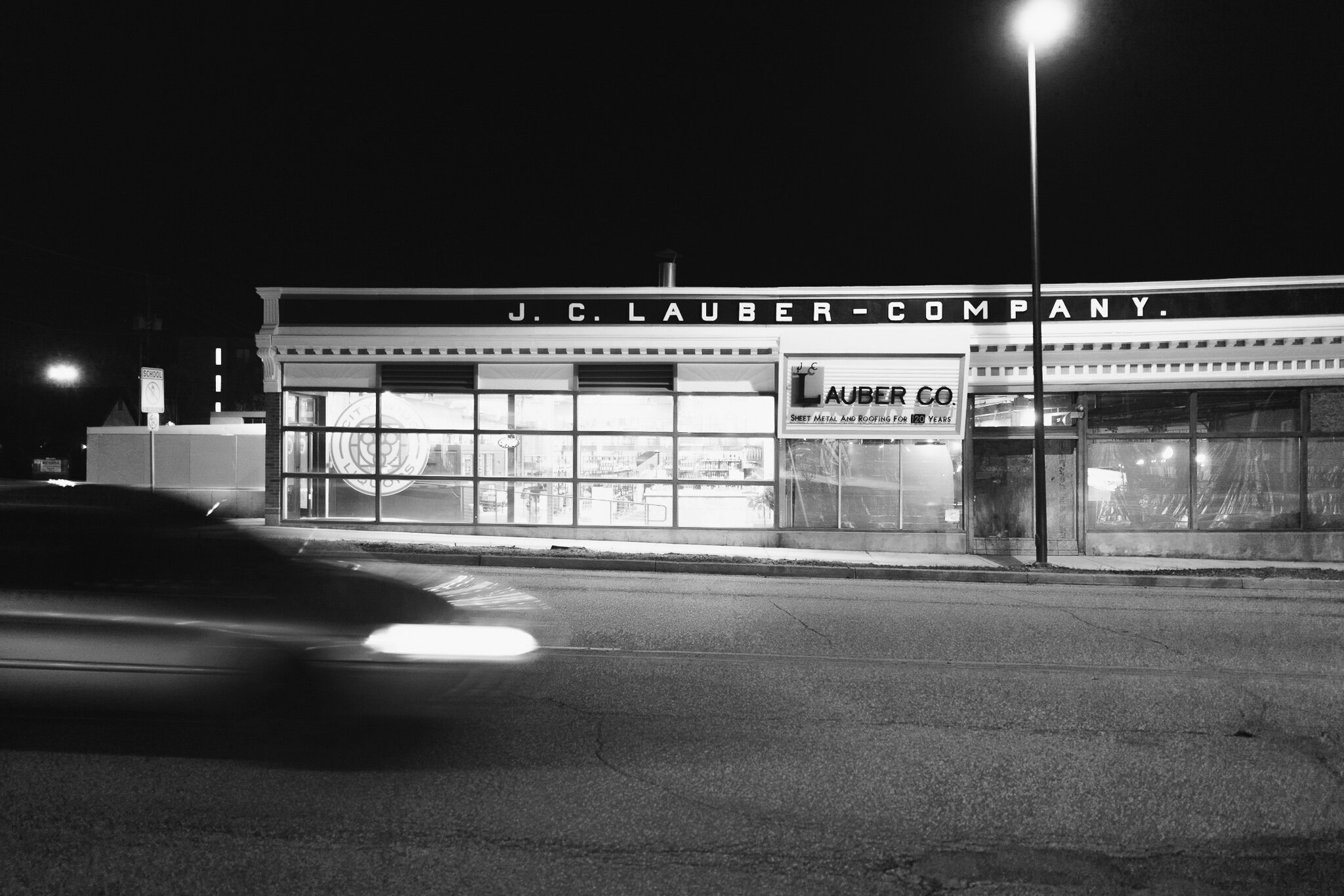 2019 photograph of the newly-restored J.C. Lauber Building’s Lasalle Street facade.
