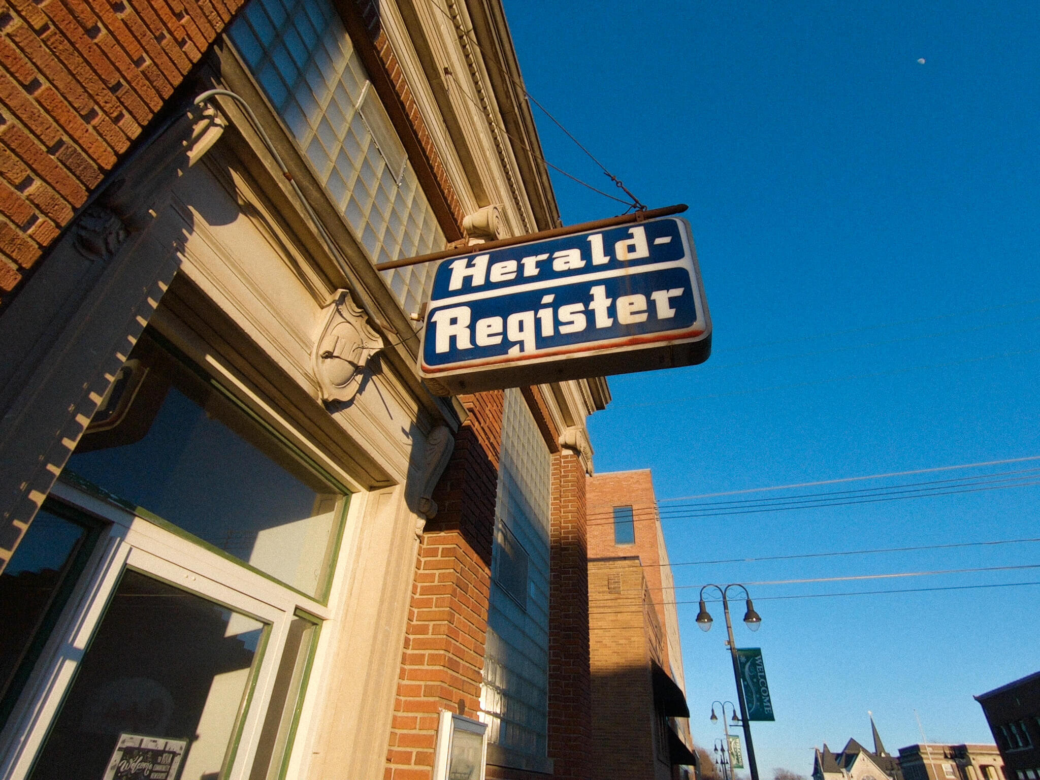 The original local newspaper building in Grinnell.
