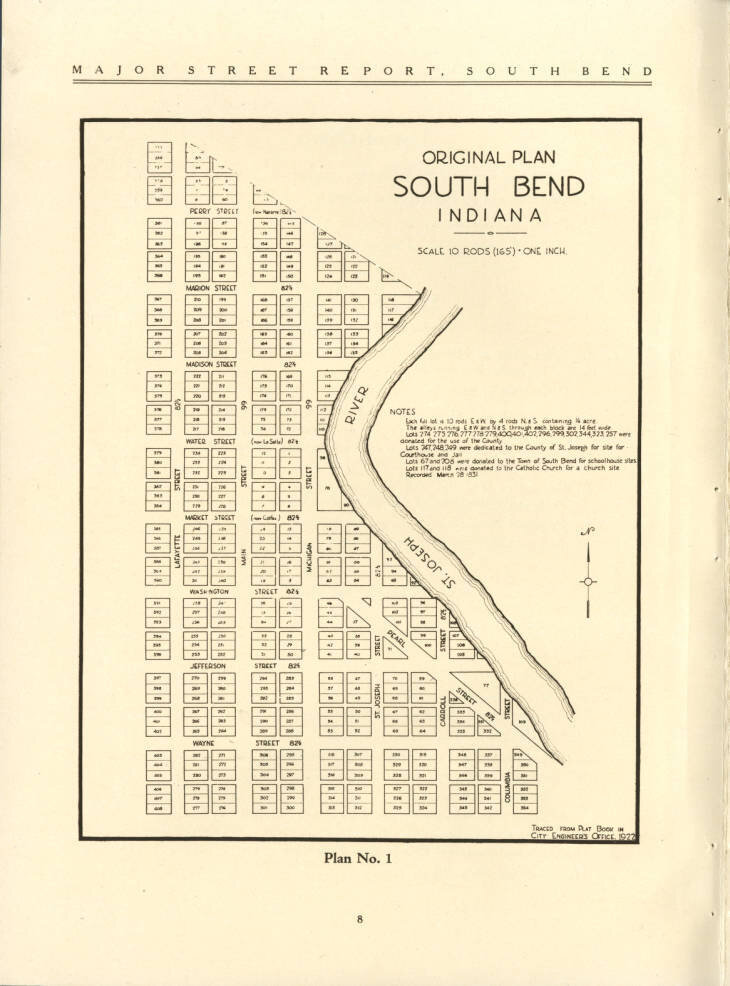 Original Plan South Bend Indiana 1831. Traced from Plat Book in City Engineers Office in 1922.