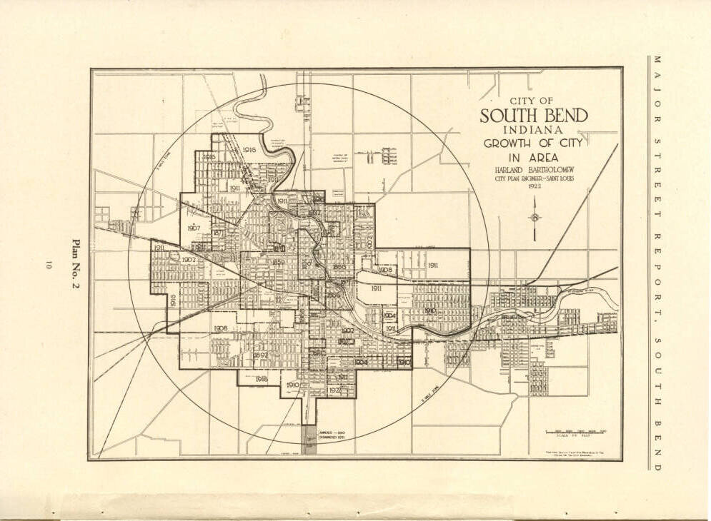 Annexation map of South Bend, 1922